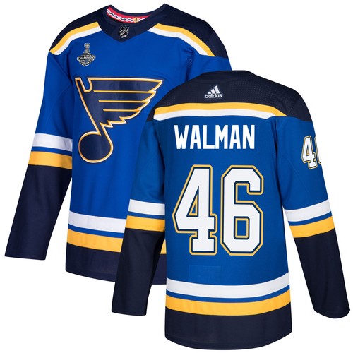 St. Louis Blues Trikot #46 Jake Walman Blau Heim 2019 Stanley Cup